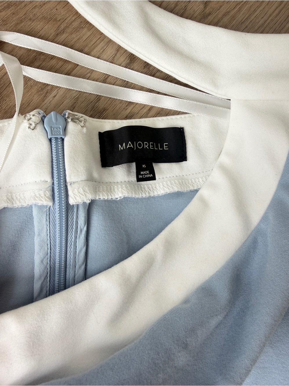 MAJORELLE Ceci Blue White Halter Mini Dress XS - Picture 7 of 7